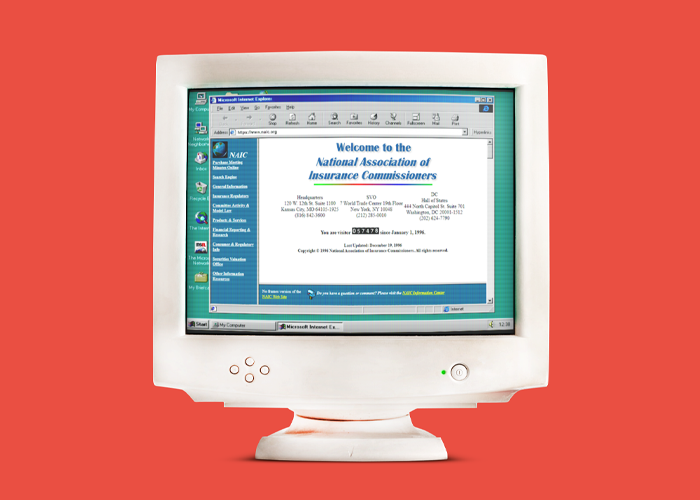 NAIC website displayed on a retro computer