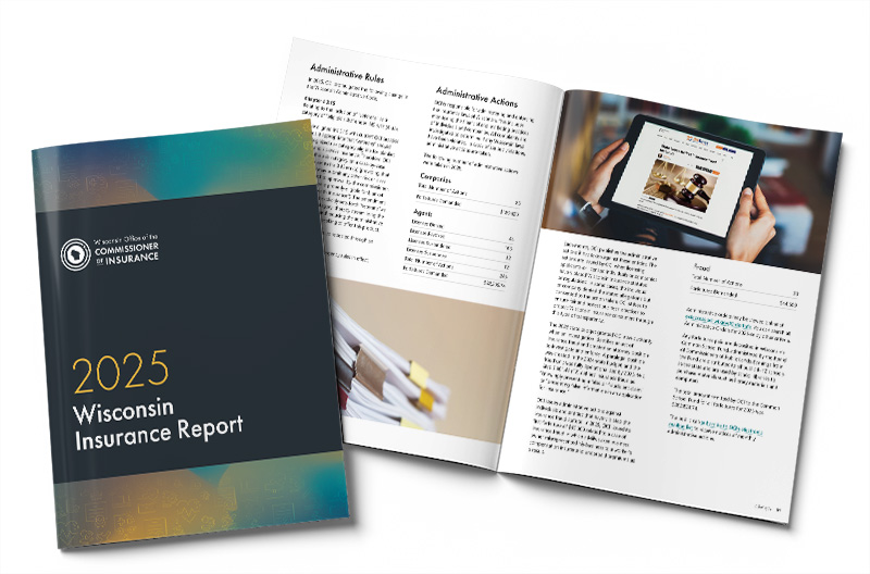 Wisconsin Insurance Report Cover and preview of two-page spread